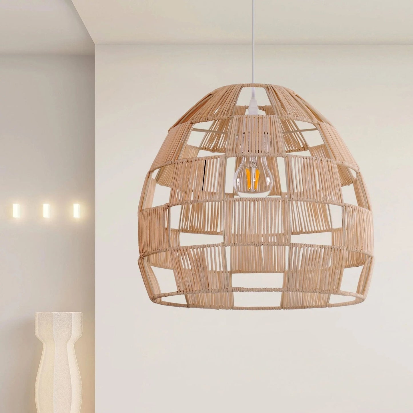 Lightsin Handwoven Rattan Pendant Light for a Warm & Stylish Ambiance - House Comfort