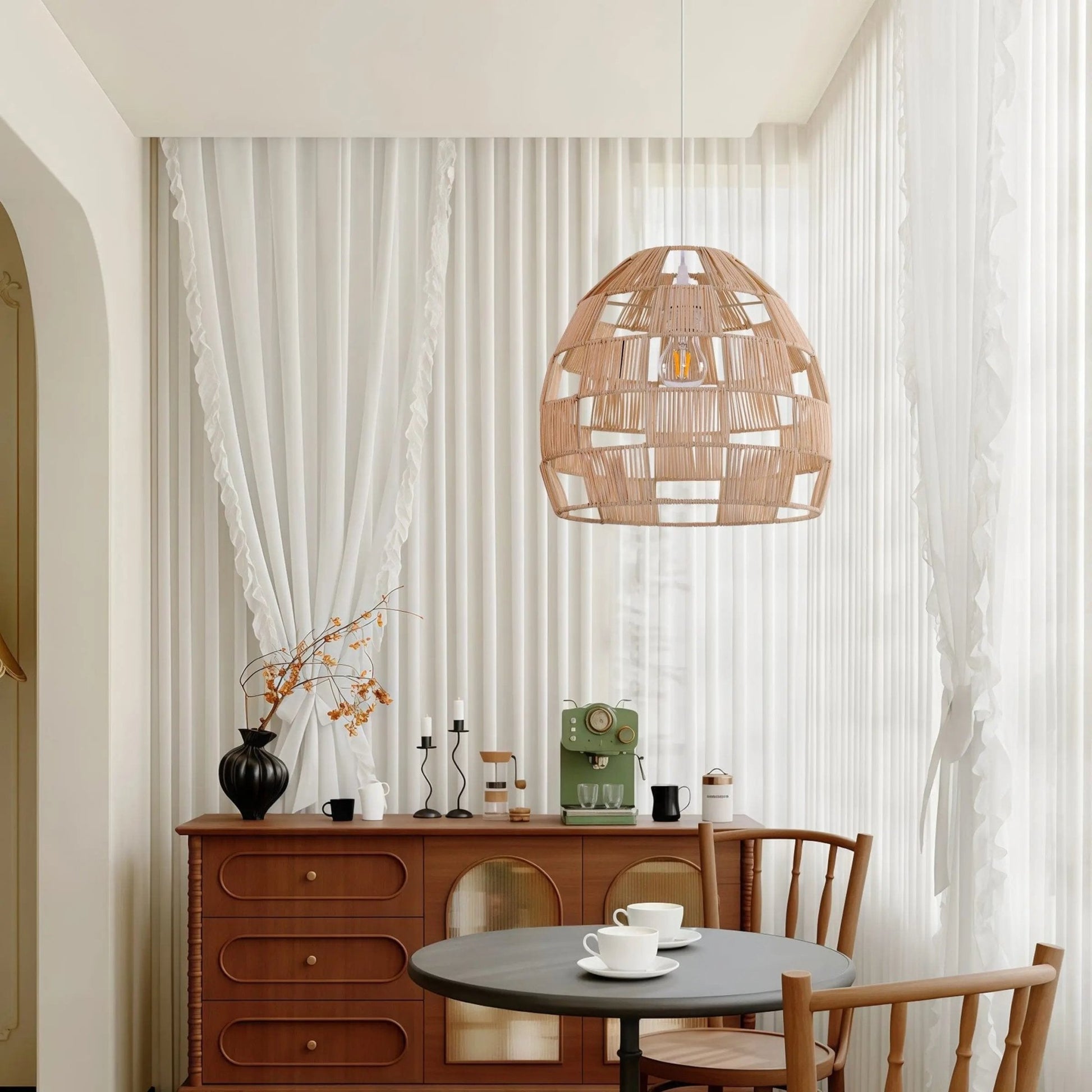 Lightsin Handwoven Rattan Pendant Light for a Warm & Stylish Ambiance - House Comfort