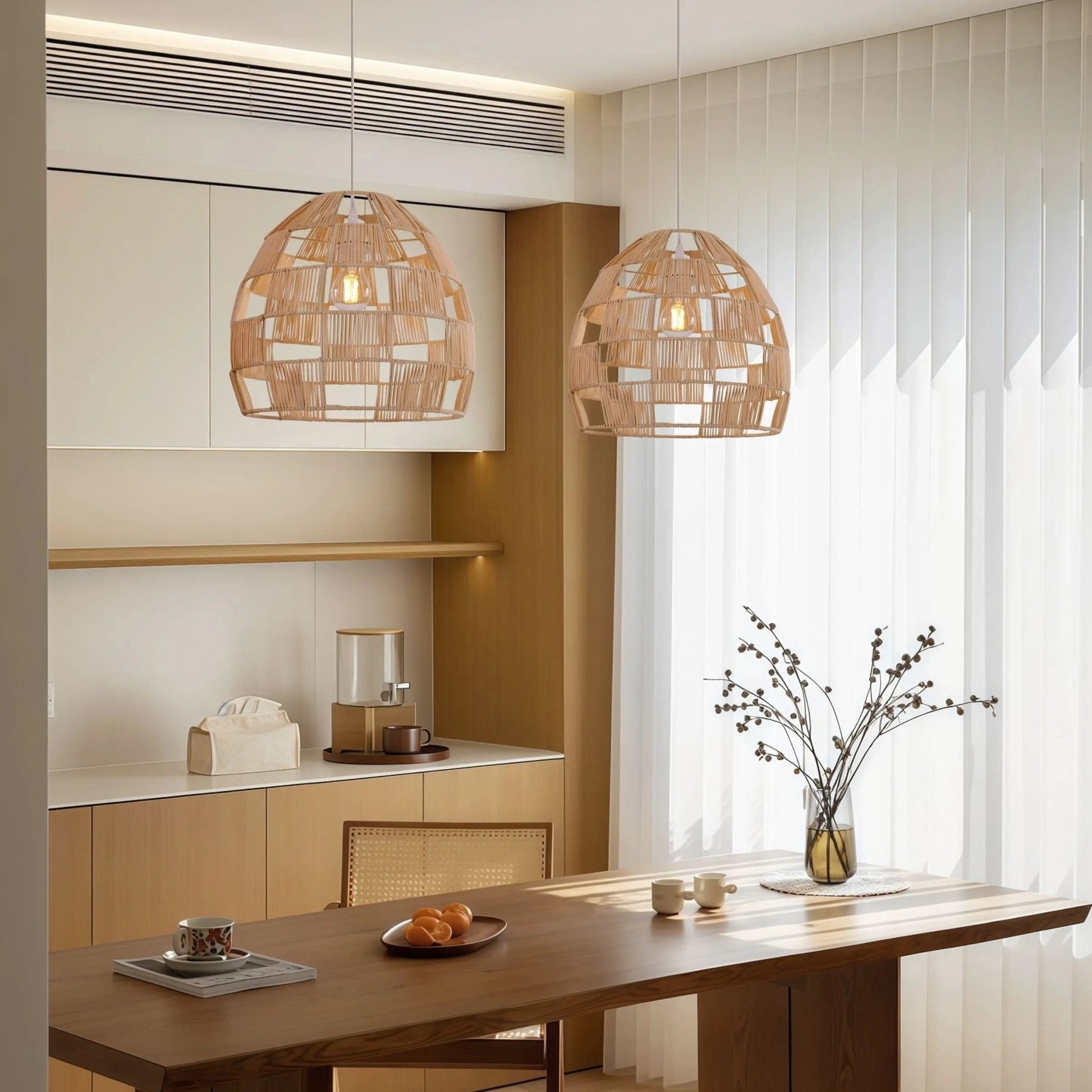 Lightsin Handwoven Rattan Pendant Light for a Warm & Stylish Ambiance - House Comfort