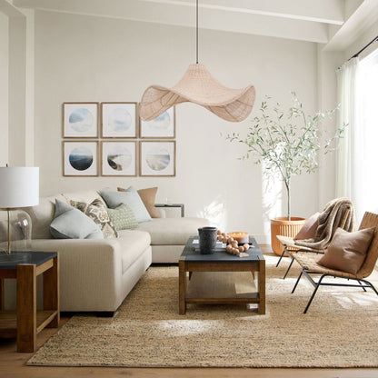 Lightsin Handwoven Rattan Pendant Light Natural & White Hat - Shaped Ceiling Light - House Comfort