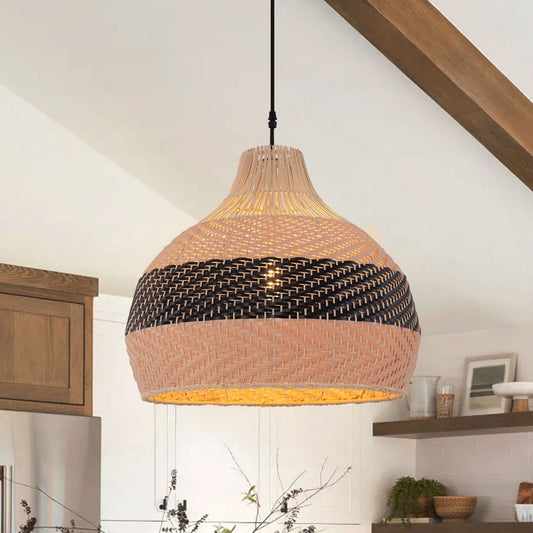 Lightsin Handwoven Rattan Pendant Light – Natural Woven Ceiling Light for Kitchen, Bedroom & Living Room - House Comfort