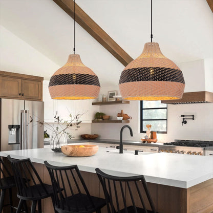 Lightsin Handwoven Rattan Pendant Light – Natural Woven Ceiling Light for Kitchen, Bedroom & Living Room - House Comfort