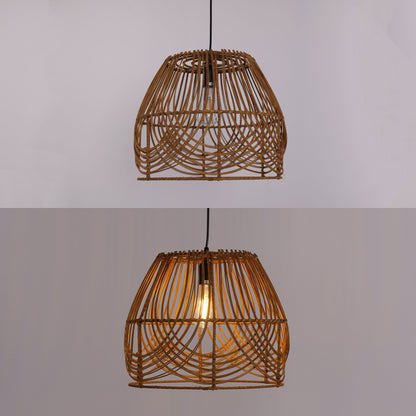 Lightsin Handwoven Rattan Pendant Light – Rustic Ceiling Lighting for Living Room & Dining Room - House Comfort