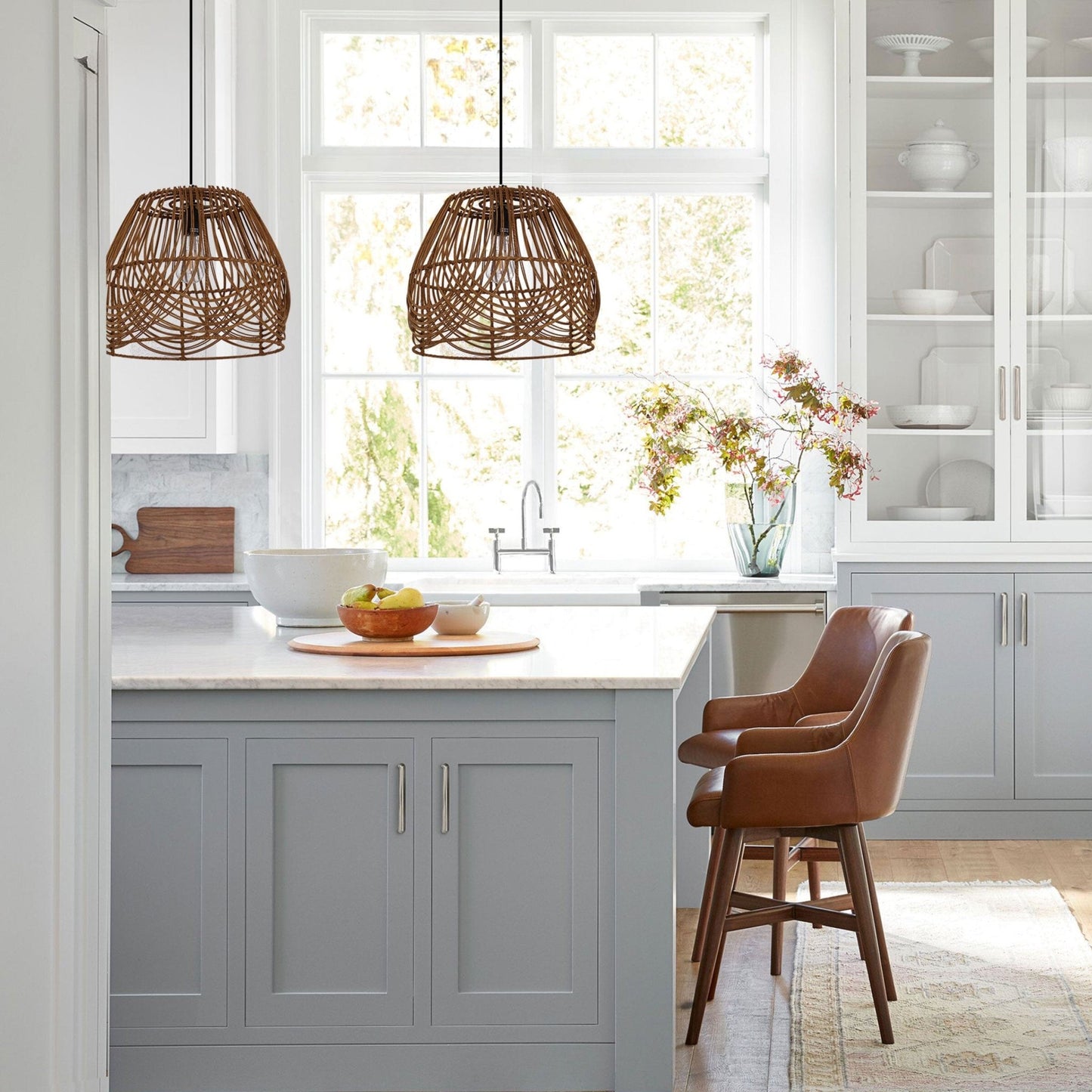 Lightsin Handwoven Rattan Pendant Light – Rustic Ceiling Lighting for Living Room & Dining Room - House Comfort