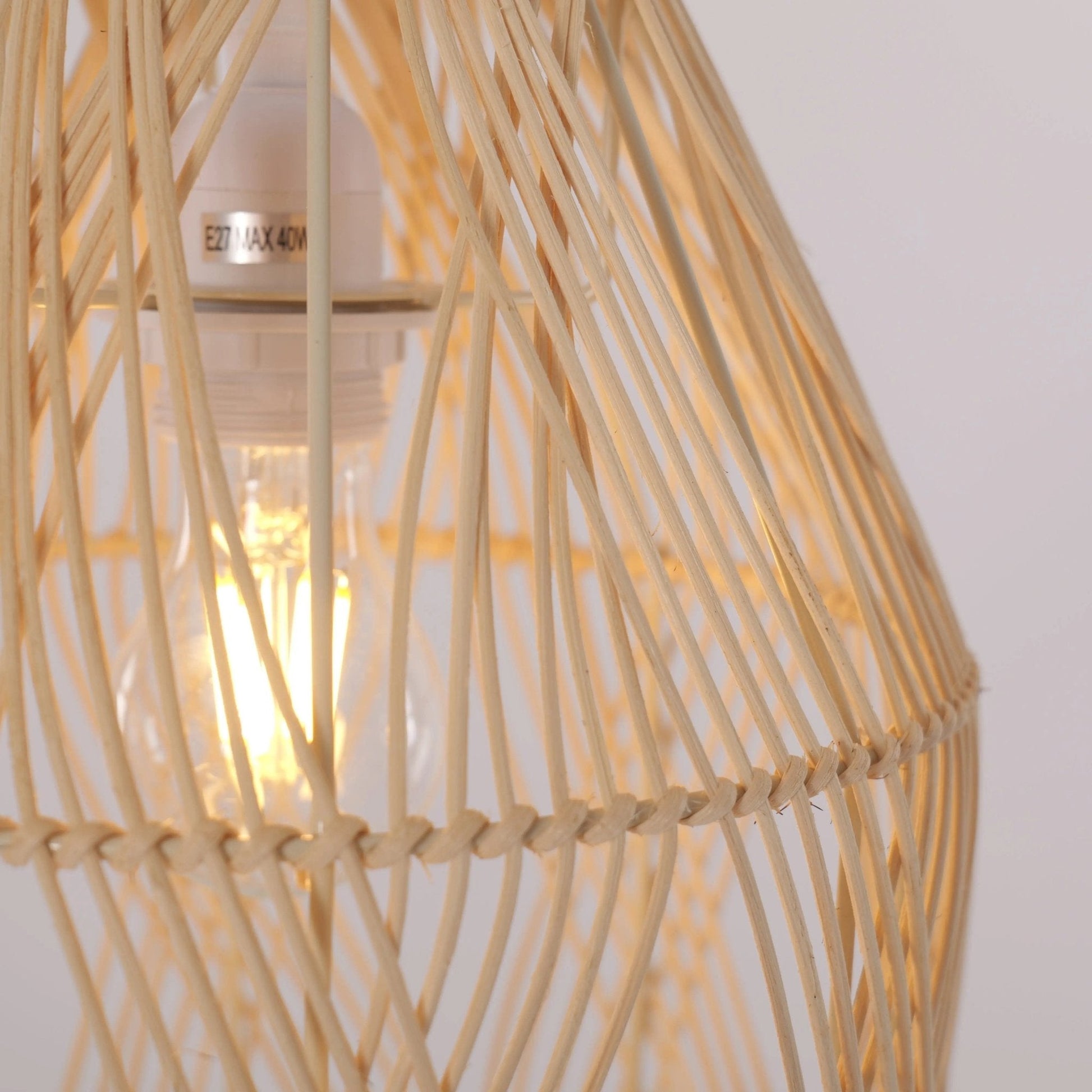 Lightsin Handwoven Rattan Pendant Light with Criss - Cross Pattern - House Comfort