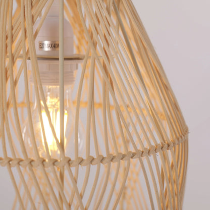 Lightsin Handwoven Rattan Pendant Light with Criss - Cross Pattern - House Comfort