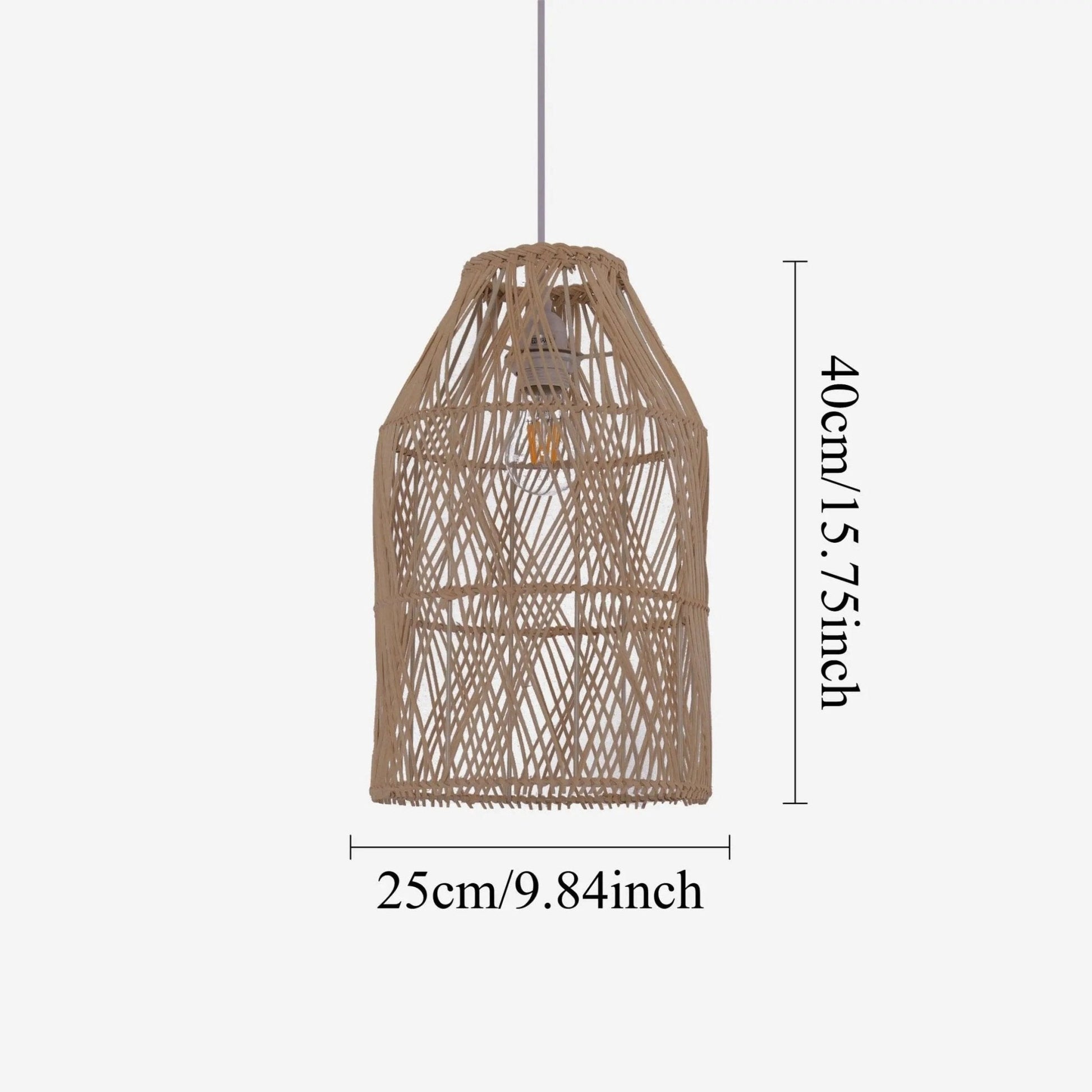 Lightsin Handwoven Rattan Pendant Light with Criss - Cross Pattern - House Comfort