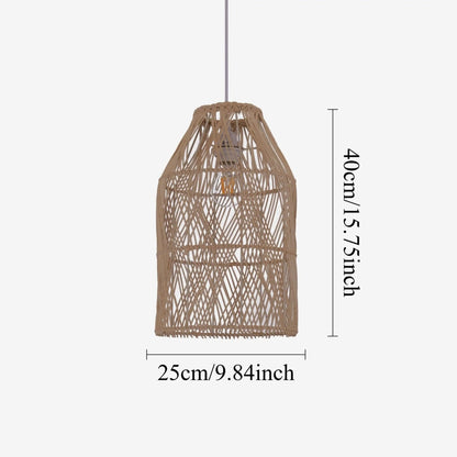 Lightsin Handwoven Rattan Pendant Light with Criss - Cross Pattern - House Comfort