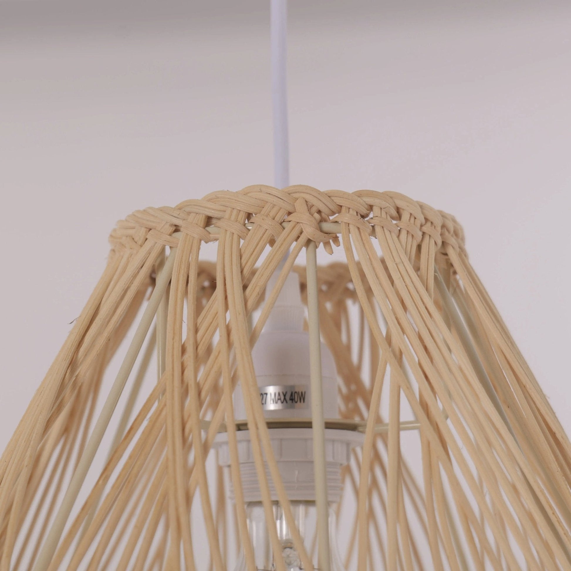 Lightsin Handwoven Rattan Pendant Light with Criss - Cross Pattern - House Comfort
