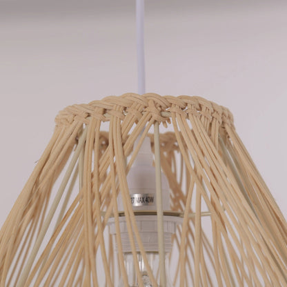 Lightsin Handwoven Rattan Pendant Light with Criss - Cross Pattern - House Comfort