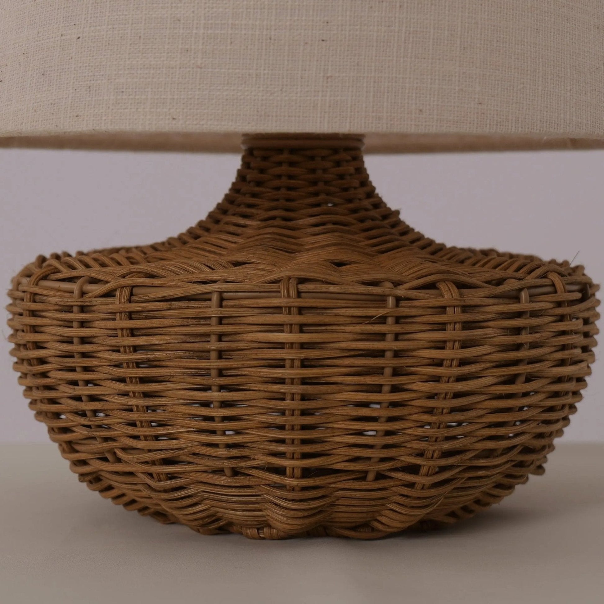 Lightsin Handwoven Rattan Table Lamp with Linen Shaded - House Comfort