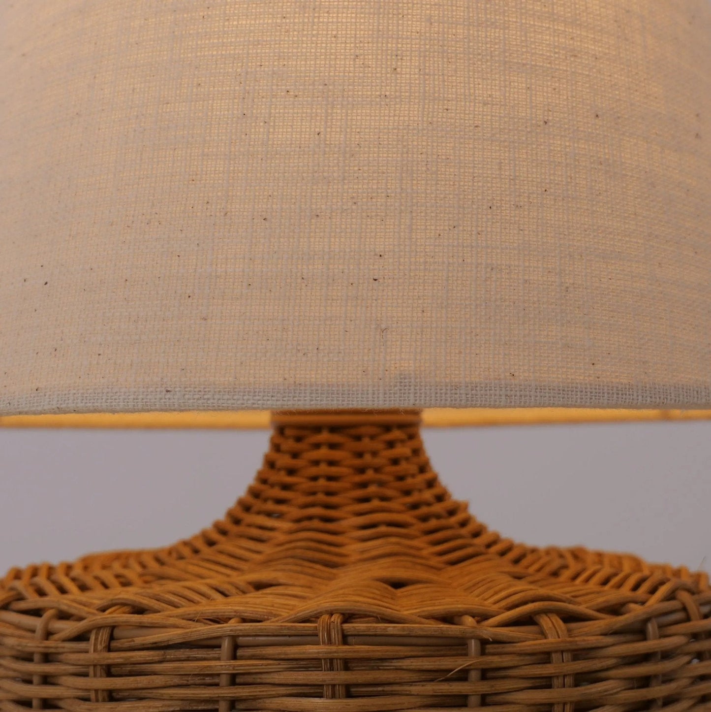 Lightsin Handwoven Rattan Table Lamp with Linen Shaded - House Comfort