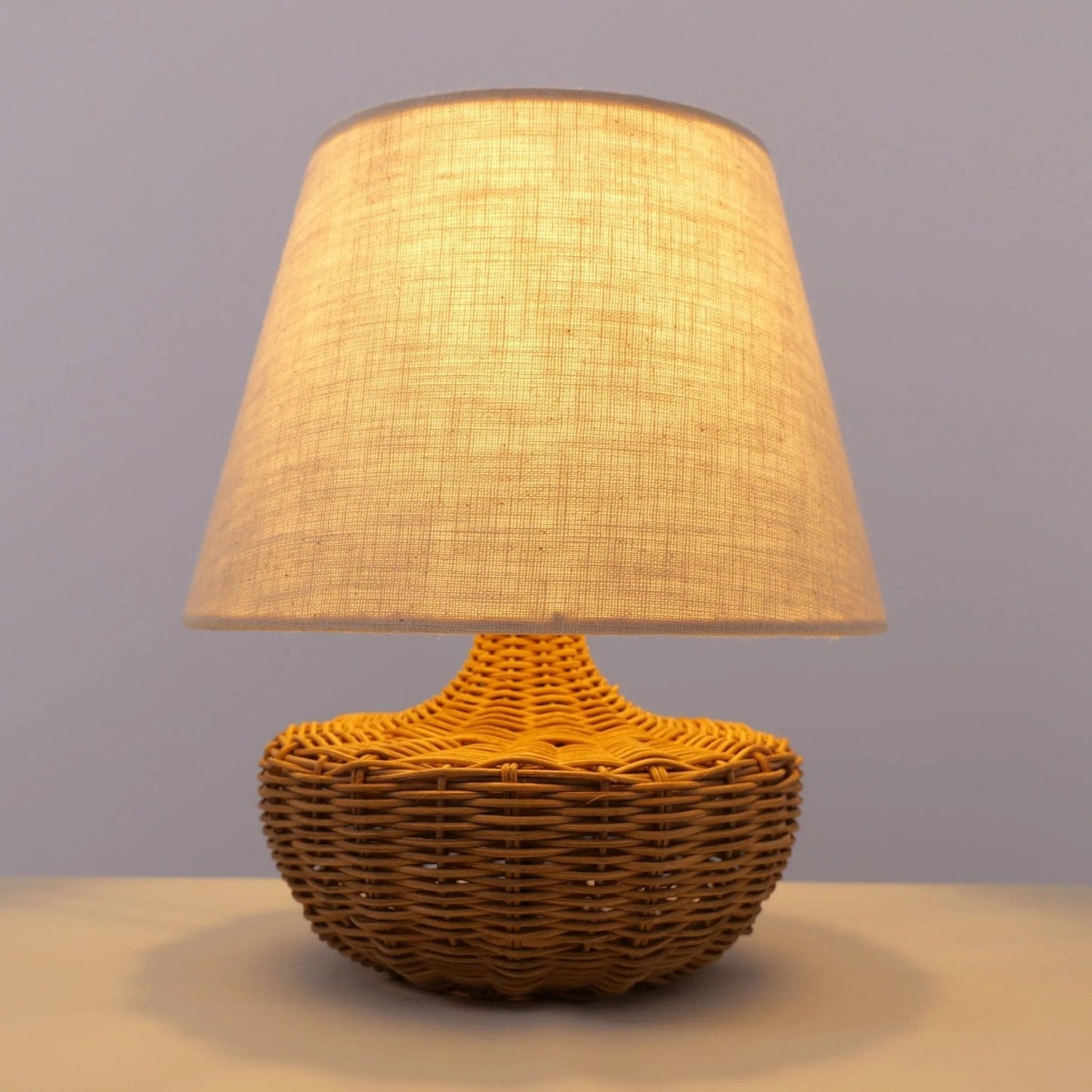 Lightsin Handwoven Rattan Table Lamp with Linen Shaded - House Comfort