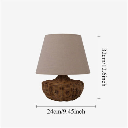 Lightsin Handwoven Rattan Table Lamp with Linen Shaded - House Comfort