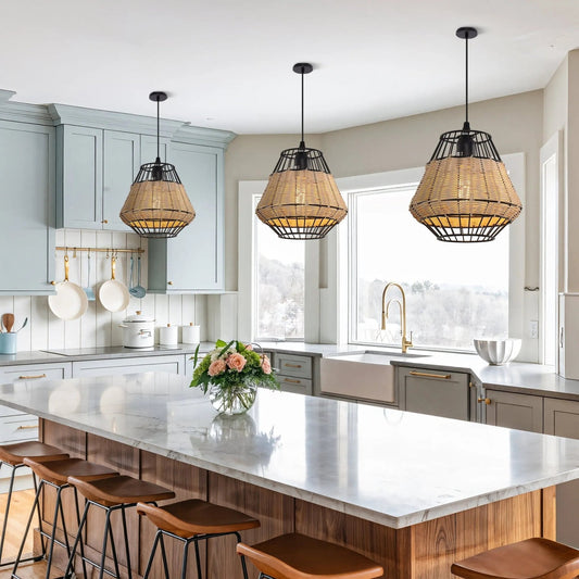 Lightsin Hexagonal Woven Pendant Light for Natural Warmth and Modern Style - House Comfort