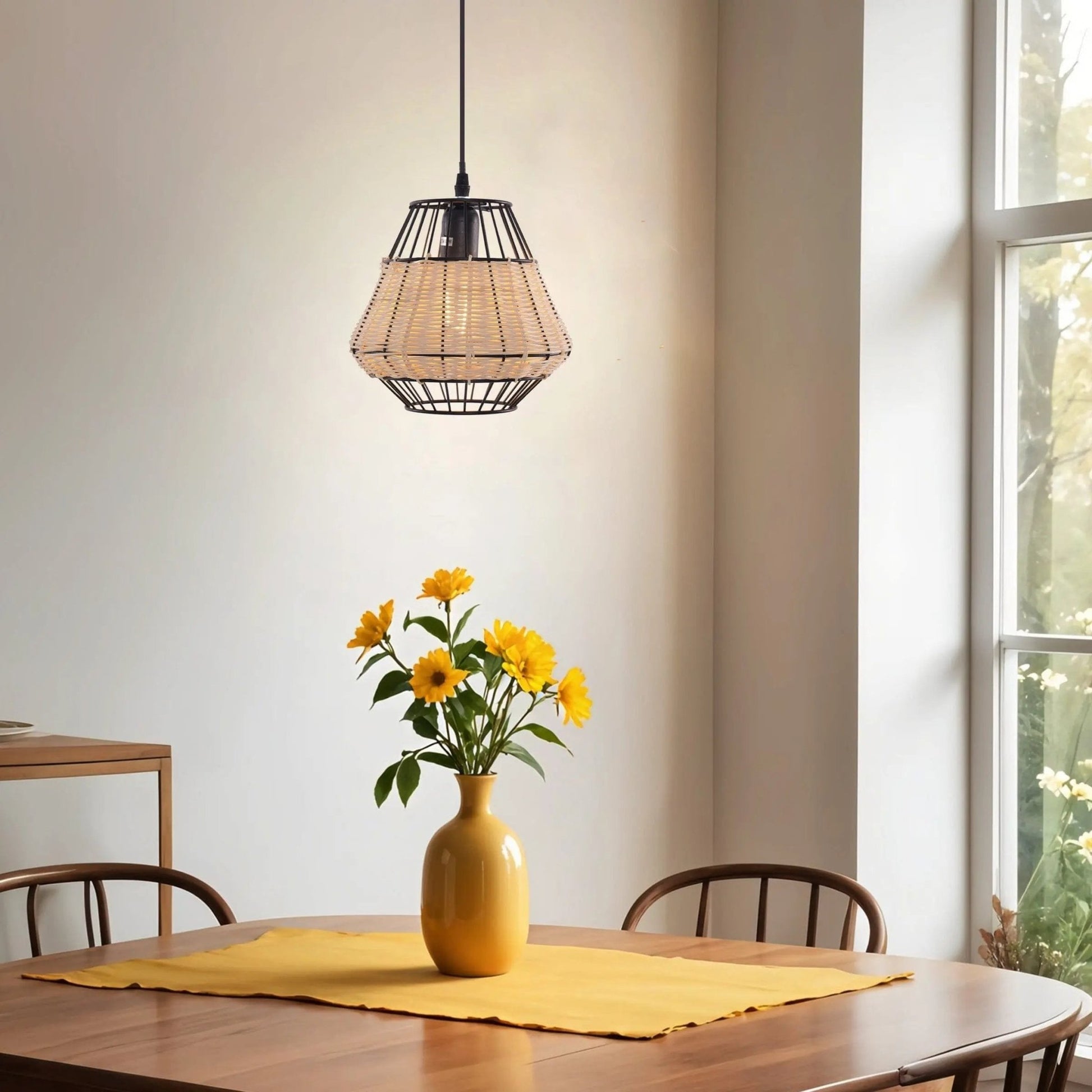 Lightsin Hexagonal Woven Pendant Light for Natural Warmth and Modern Style - House Comfort
