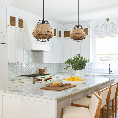 Lightsin Hexagonal Woven Pendant Light for Natural Warmth and Modern Style - House Comfort