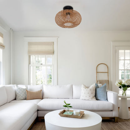 Lightsin Highly Cost - Effective Natural Woven Bamboo Wall Lamp - House Comfort