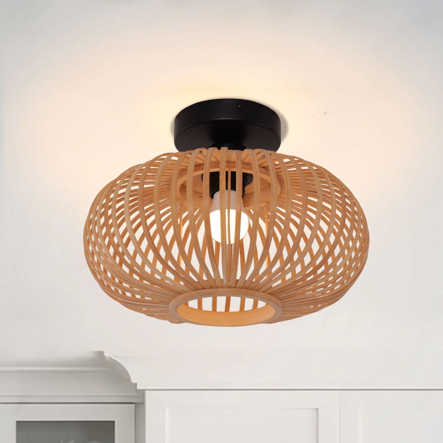 Lightsin Highly Cost - Effective Natural Woven Bamboo Wall Lamp - House Comfort