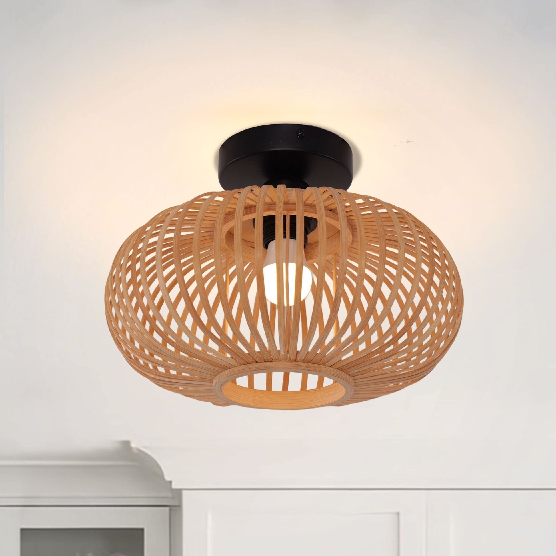 Lightsin Highly Cost - Effective Natural Woven Bamboo Wall Lamp - House Comfort