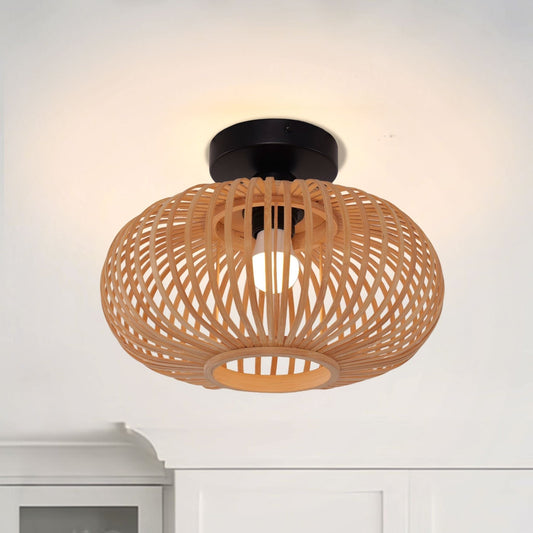 Lightsin Highly Cost - Effective Natural Woven Bamboo Wall Lamp - House Comfort
