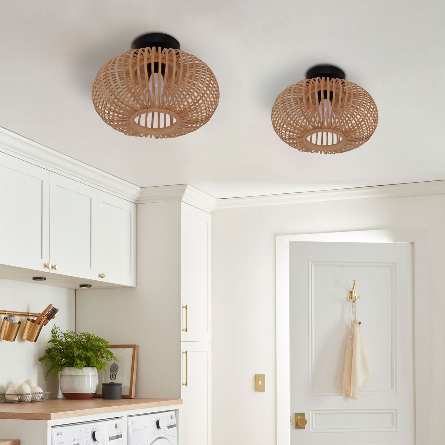 Lightsin Highly Cost - Effective Natural Woven Bamboo Wall Lamp - House Comfort