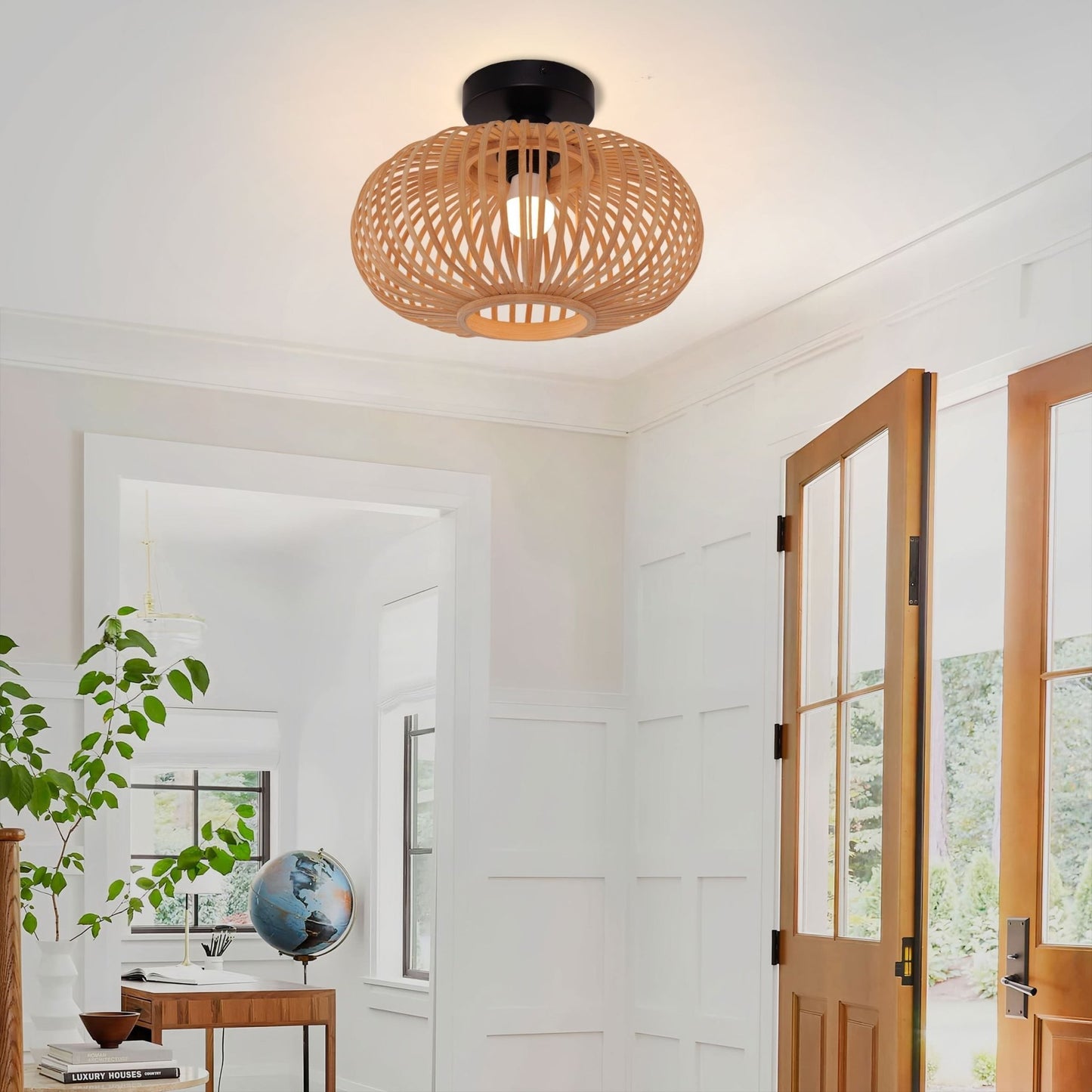 Lightsin Highly Cost - Effective Natural Woven Bamboo Wall Lamp - House Comfort