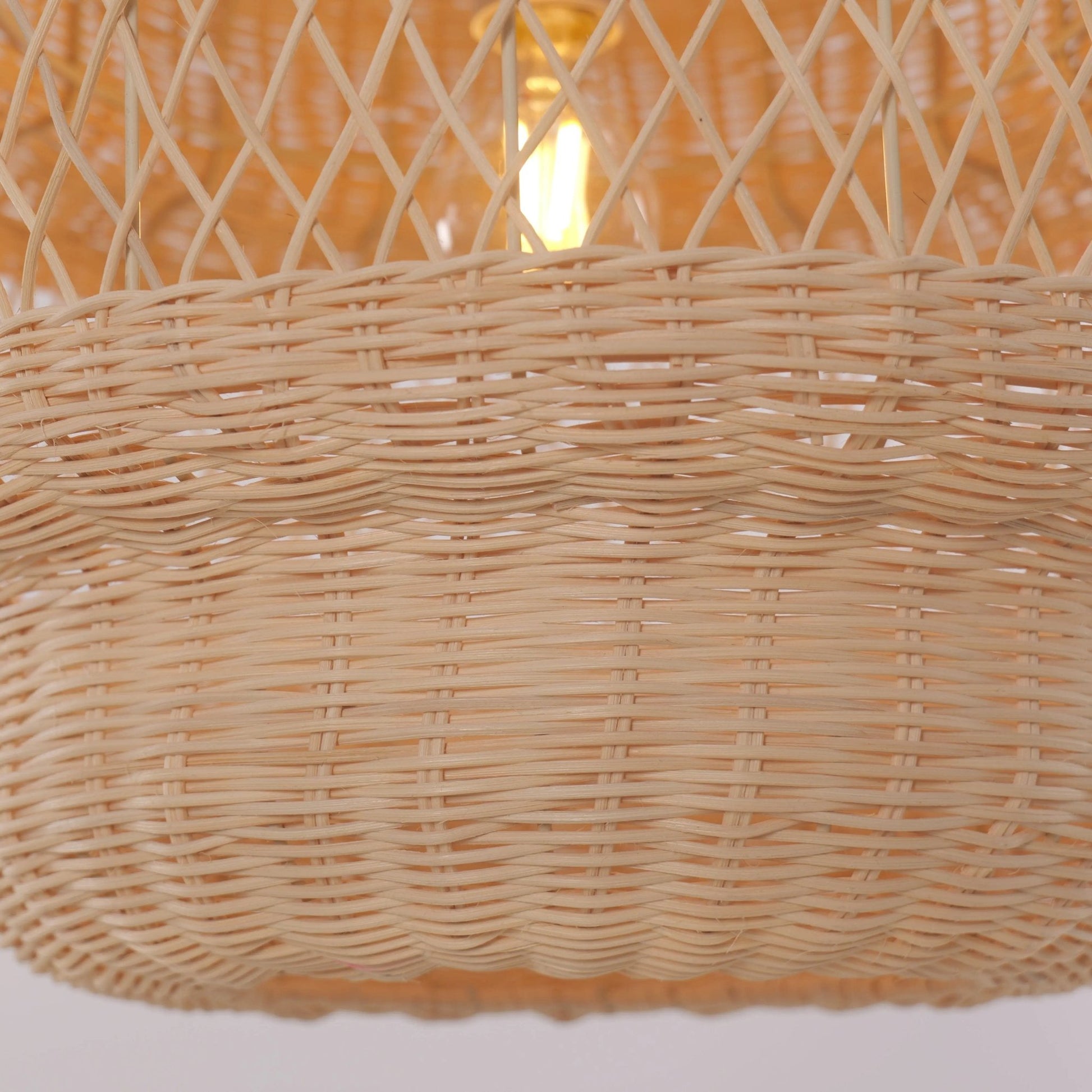 Lightsin Hollow Weave Rattan Pendant Light for Living Room, Dining Room & Bedroom - House Comfort