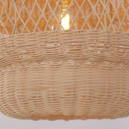 Lightsin Hollow Weave Rattan Pendant Light for Living Room, Dining Room & Bedroom - House Comfort