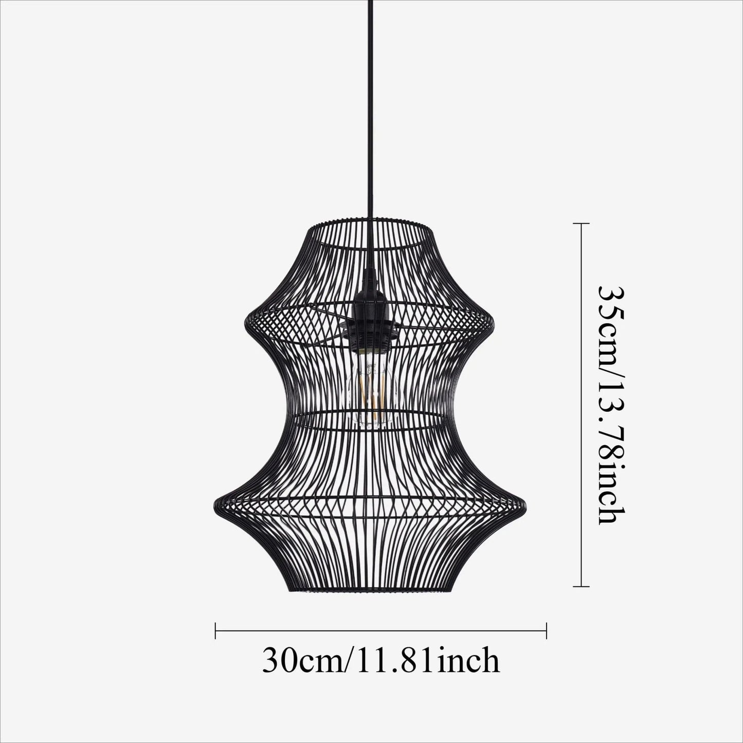 Lightsin Industrial Black Iron Pendant Light with Hourglass Shape - House Comfort