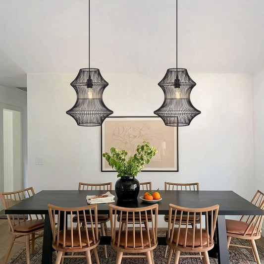 Lightsin Industrial Black Iron Pendant Light with Hourglass Shape - House Comfort