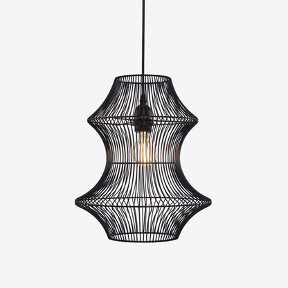 Lightsin Industrial Black Iron Pendant Light with Hourglass Shape - House Comfort