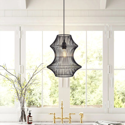Lightsin Industrial Black Iron Pendant Light with Hourglass Shape - House Comfort
