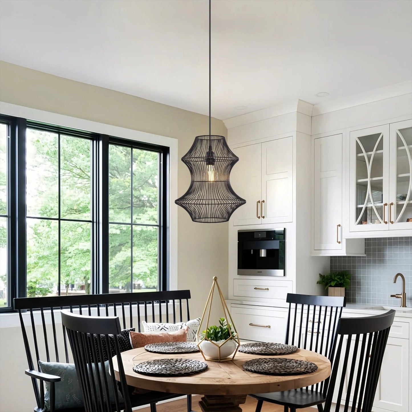 Lightsin Industrial Black Iron Pendant Light with Hourglass Shape - House Comfort