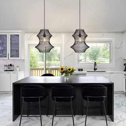 Lightsin Industrial Black Iron Pendant Light with Hourglass Shape - House Comfort