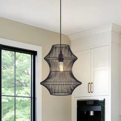 Lightsin Industrial Black Iron Pendant Light with Hourglass Shape - House Comfort