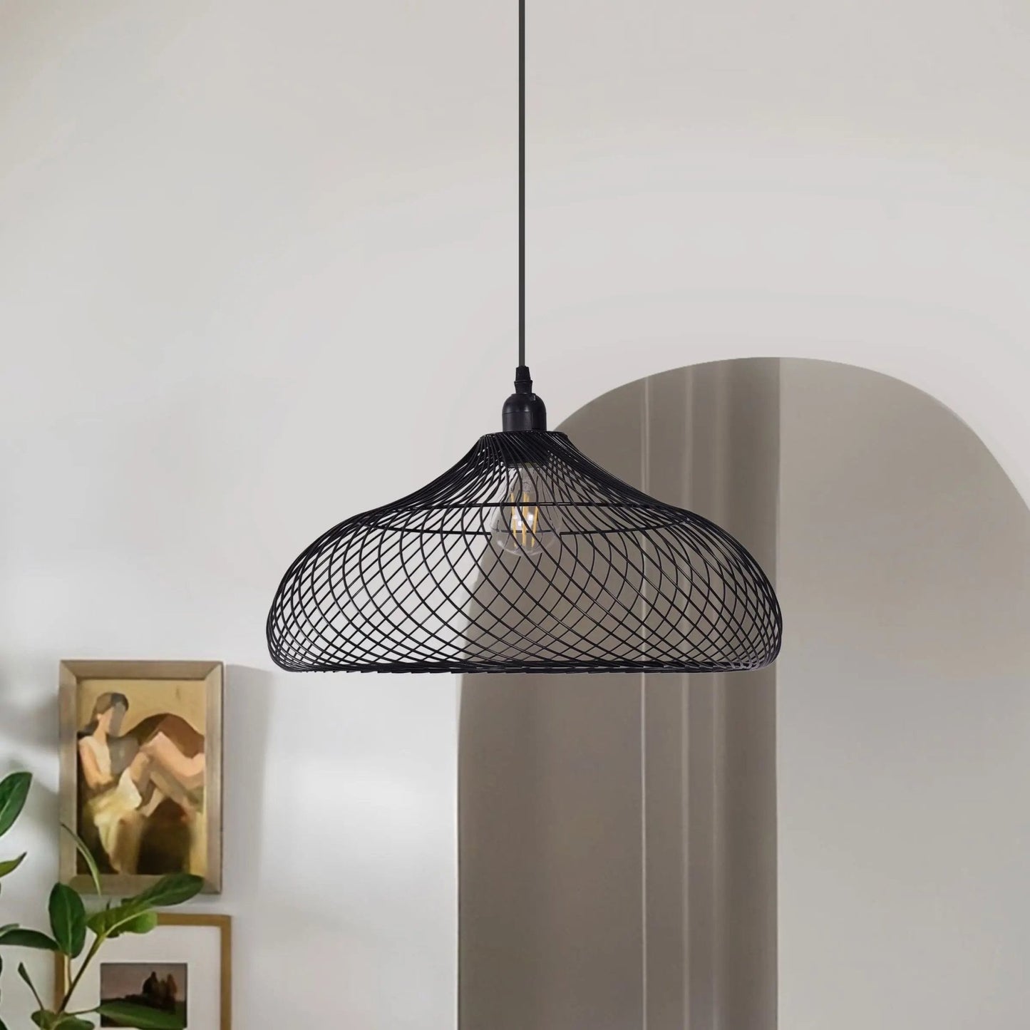 Lightsin Industrial Style Black Iron Pendant Light with Spiral Design - House Comfort