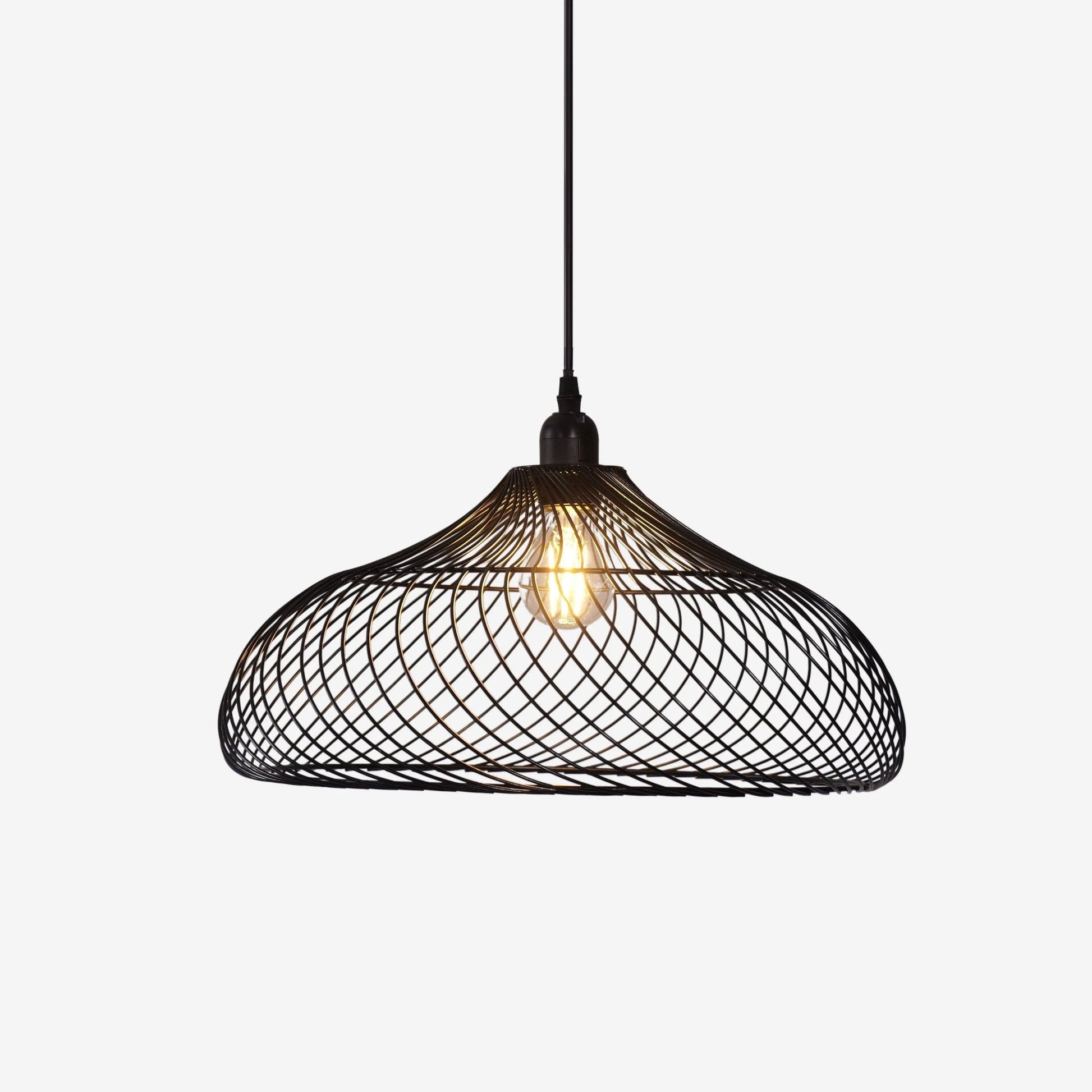Lightsin Industrial Style Black Iron Pendant Light with Spiral Design - House Comfort