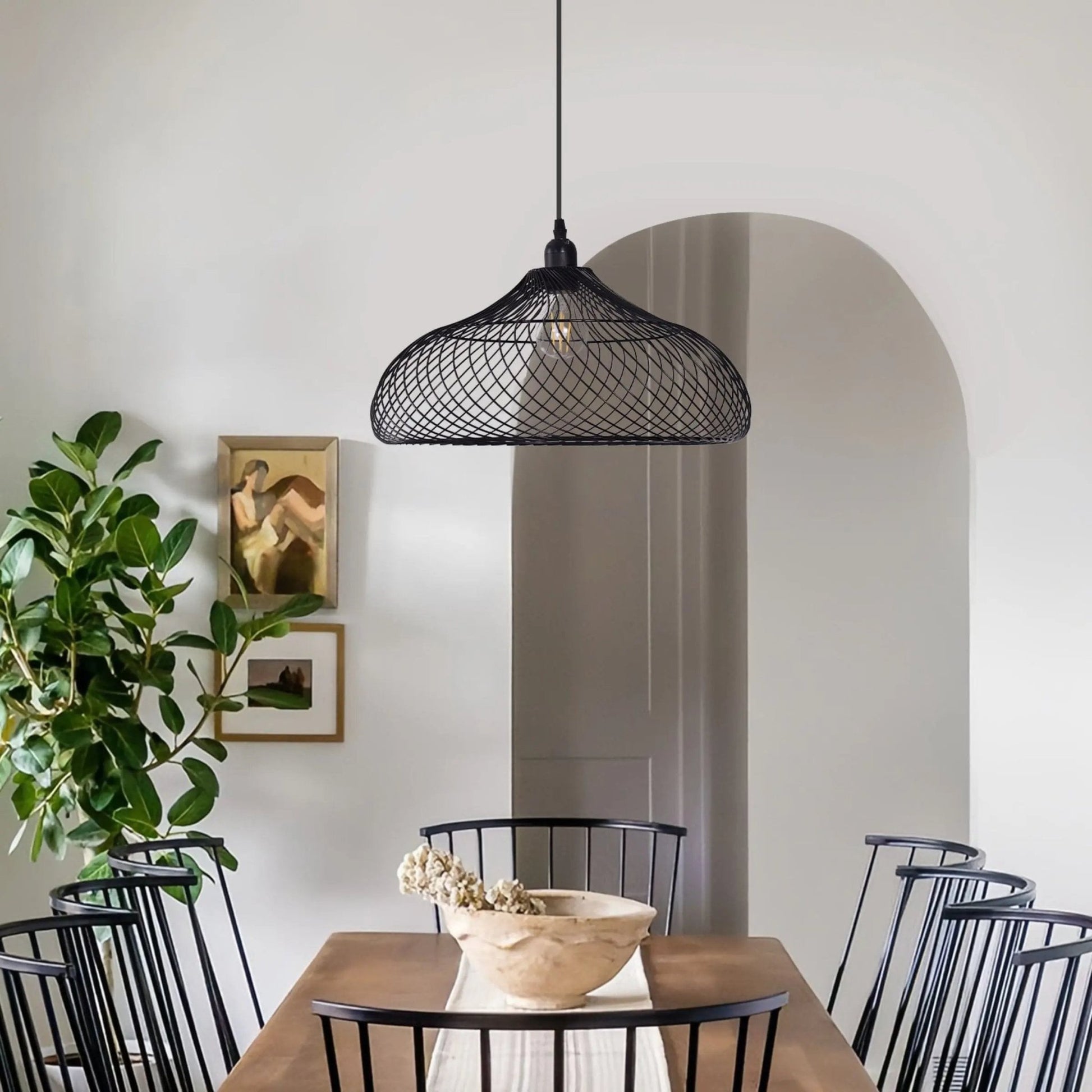 Lightsin Industrial Style Black Iron Pendant Light with Spiral Design - House Comfort