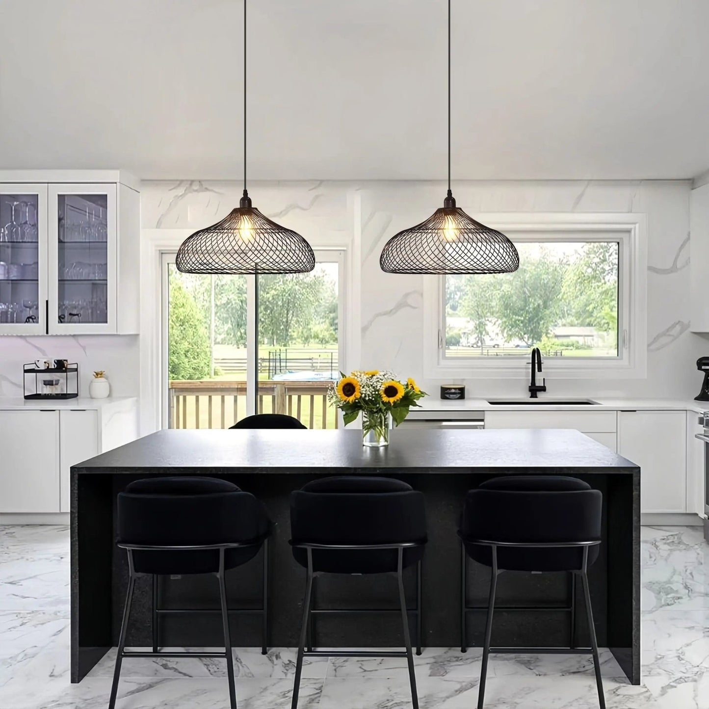 Lightsin Industrial Style Black Iron Pendant Light with Spiral Design - House Comfort