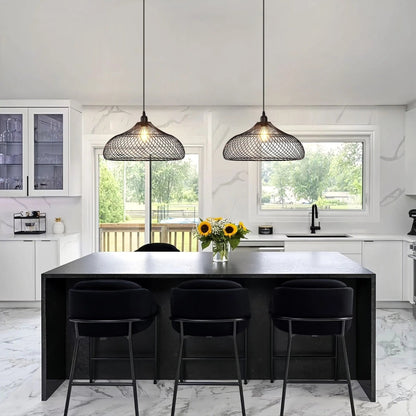 Lightsin Industrial Style Black Iron Pendant Light with Spiral Design - House Comfort