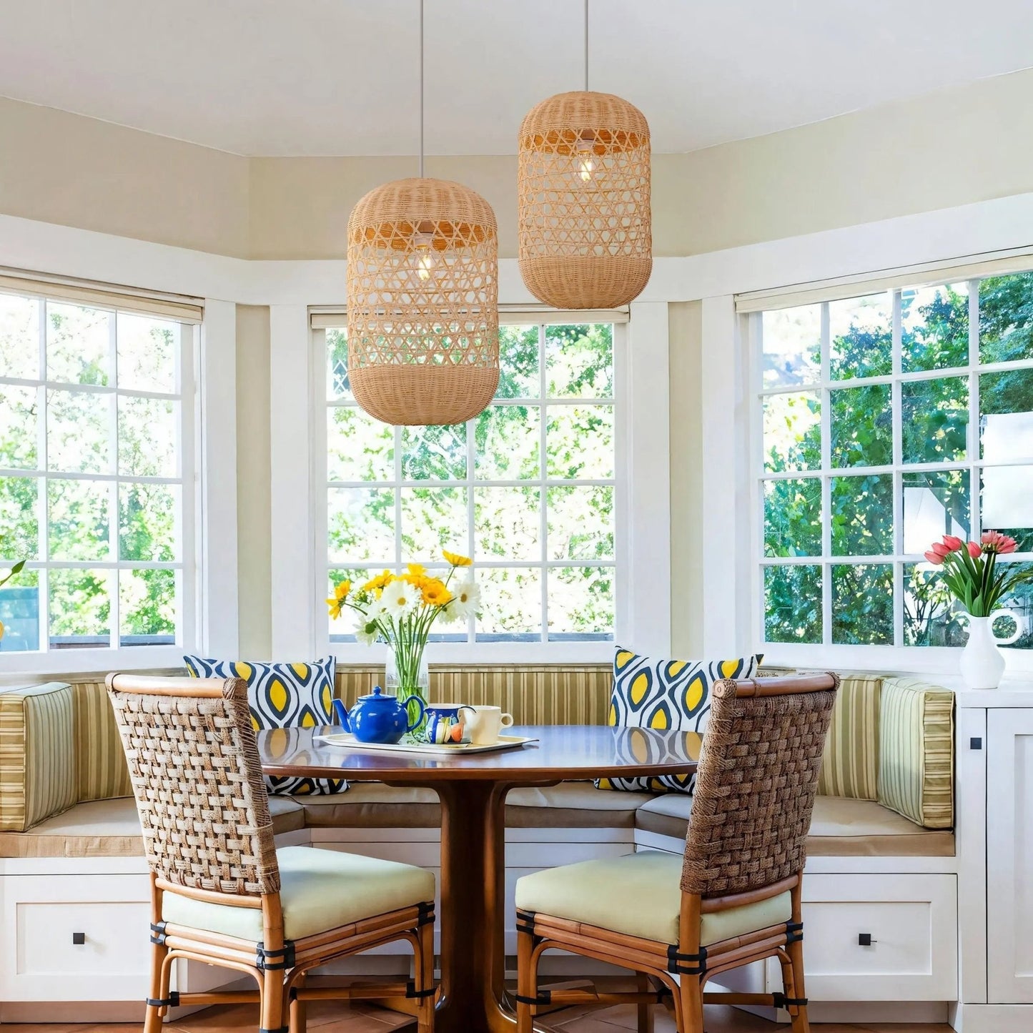 Lightsin Japanese Capsule - Shaped Rattan Pendant Light - House Comfort