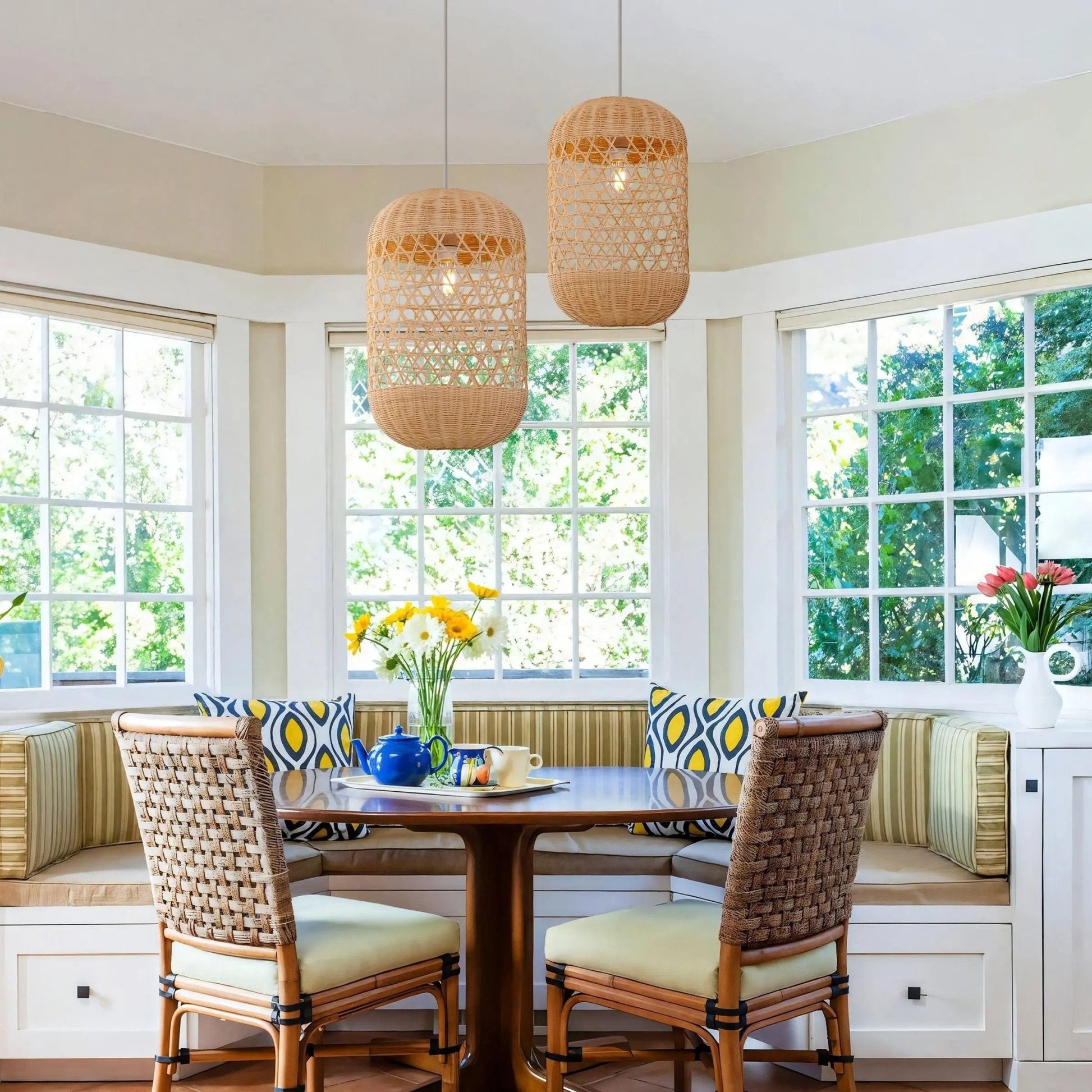 Lightsin Japanese Capsule - Shaped Rattan Pendant Light - House Comfort