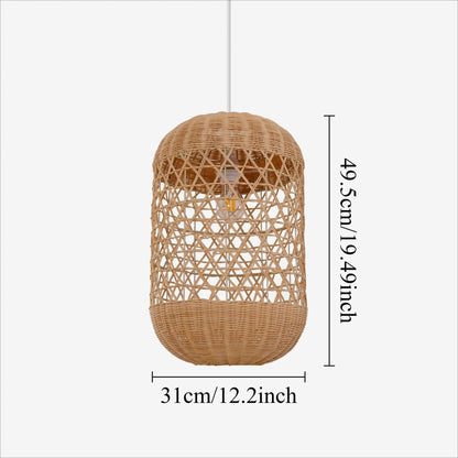 Lightsin Japanese Capsule - Shaped Rattan Pendant Light - House Comfort