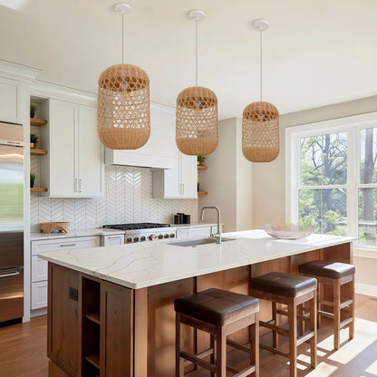 Lightsin Japanese Capsule - Shaped Rattan Pendant Light - House Comfort