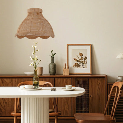 Lightsin Japanese - Inspired Petal Bloom Rattan Woven Pendant Light - House Comfort