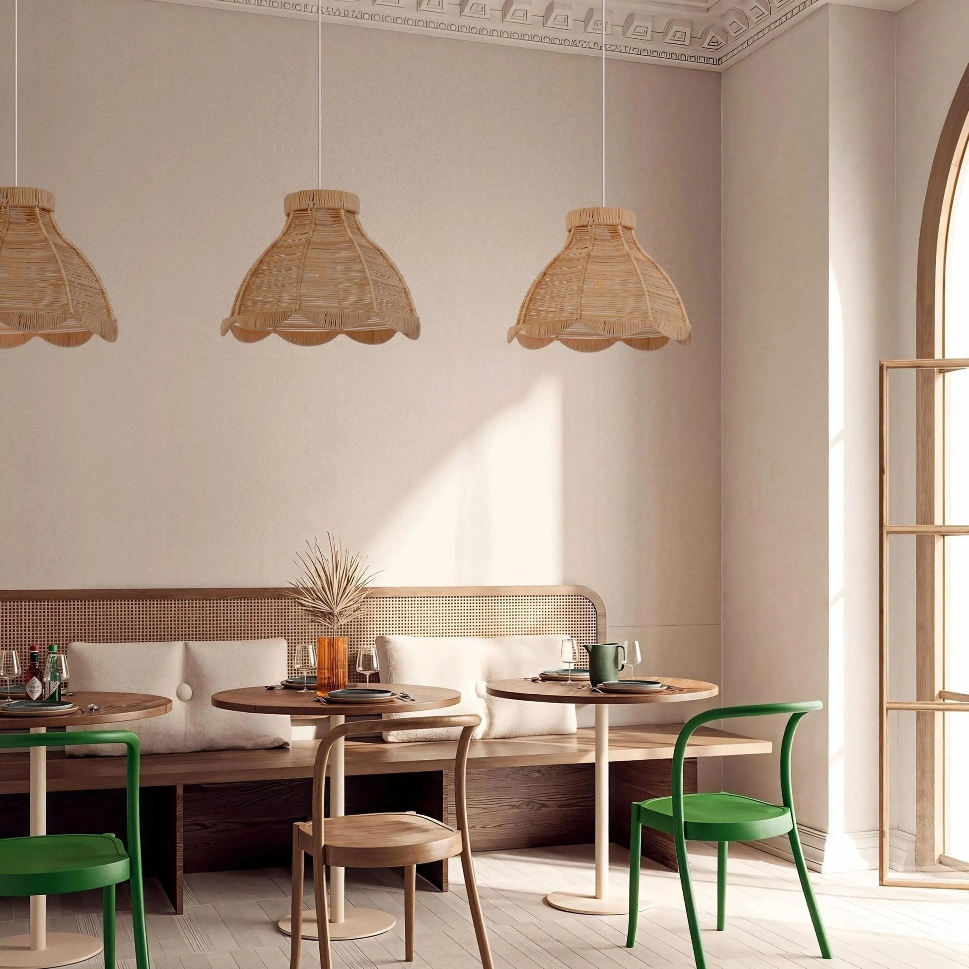 Lightsin Japanese - Inspired Petal Bloom Rattan Woven Pendant Light - House Comfort