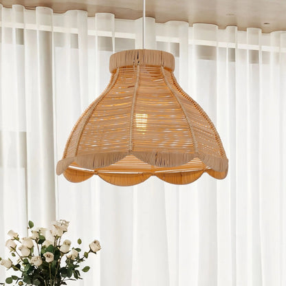 Lightsin Japanese - Inspired Petal Bloom Rattan Woven Pendant Light - House Comfort