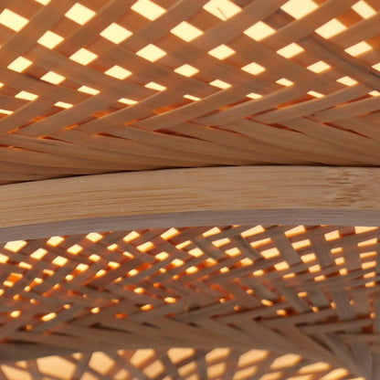 Lightsin Japanese - Style Bamboo Rattan Pendant & Ceiling Light – Flat Flush Mount or Hanging Fixture for Bedroom, Living Room & More - House Comfort