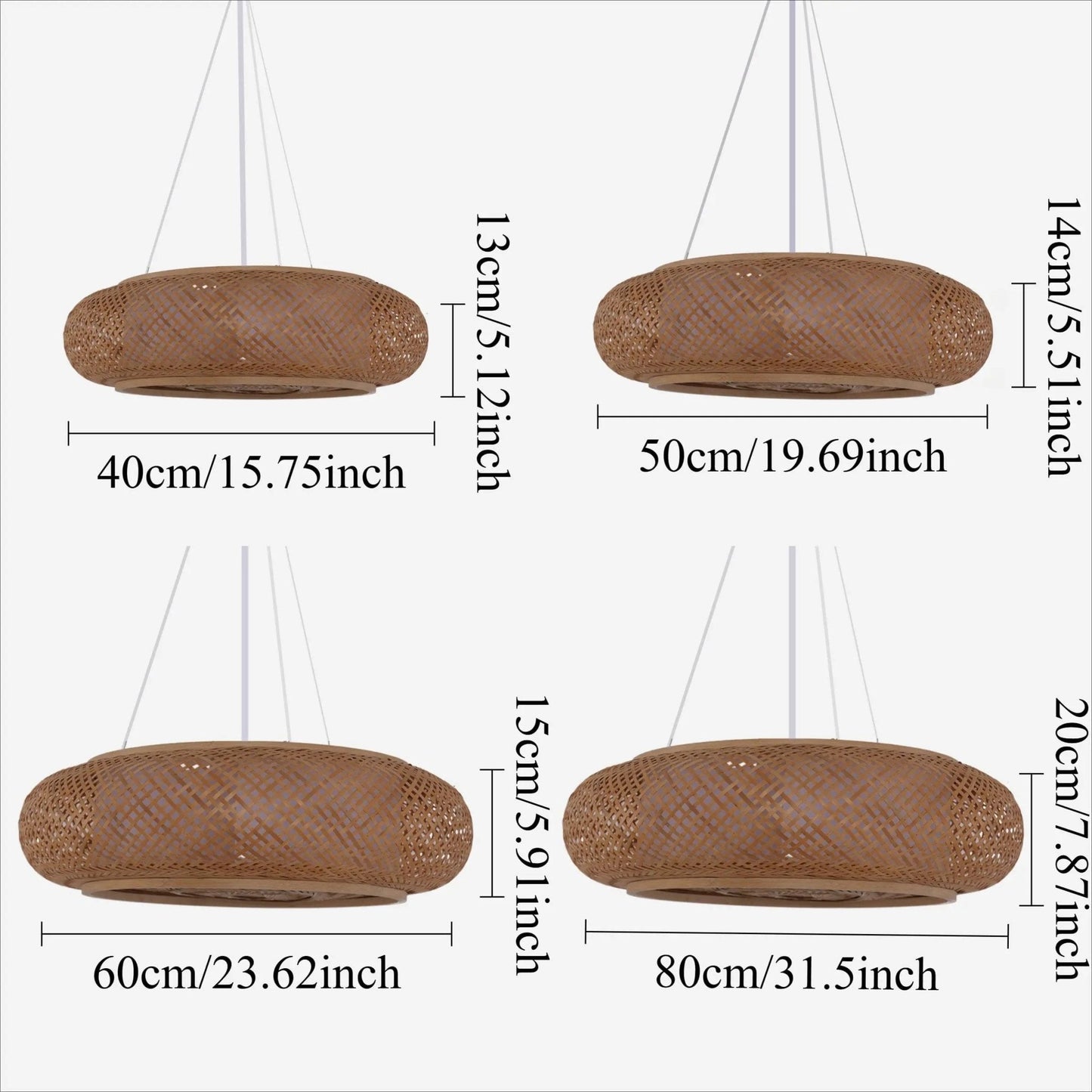 Lightsin Japanese - Style Bamboo Rattan Pendant & Ceiling Light – Flat Flush Mount or Hanging Fixture for Bedroom, Living Room & More - House Comfort